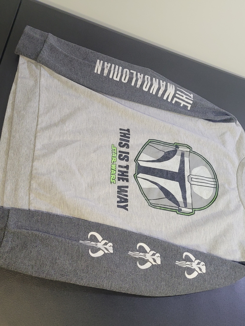 Star Wars Kids Long-Sleeve Shirt - Light Gray and Dark Gray with Green Accent